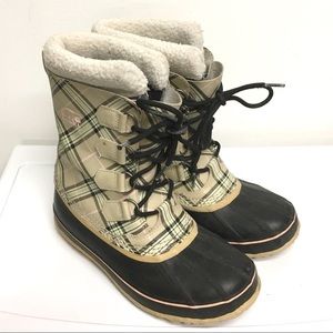 SOREL Tivoli Plaid Duck Boot Winter
Black Beige 8